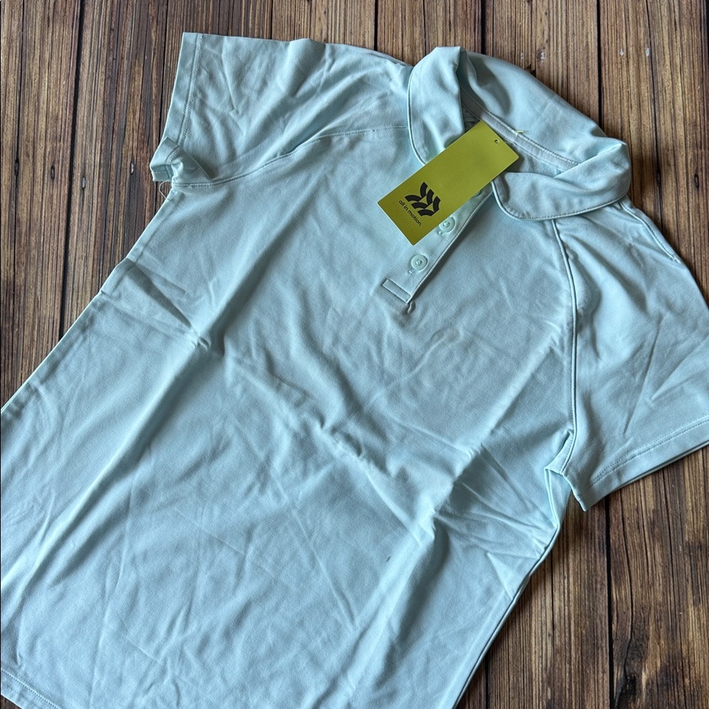 NWT All in Motion Girls Light Blue Polo L